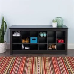 Pemberly Row 18 Cubby Shoe Storage Bench In Espresso -Cymax Sales 1462073 1 L