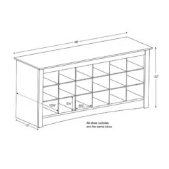 Prepac 18 Cubby Shoe Storage Bench In Black -Cymax Sales 1473446 6 L 1