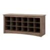 Prepac 18 Cubby Shoe Storage Bench In Drifted Gray