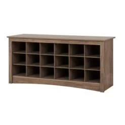 Prepac 18 Cubby Shoe Storage Bench In Drifted Gray
