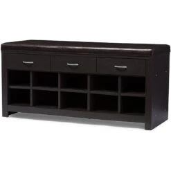 Bowery Hill Shoe Rack Bench In Espresso -Cymax Sales 1554395 3 L