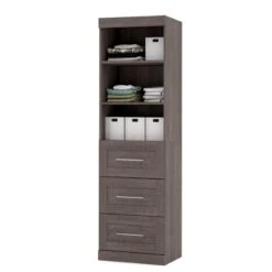 Bestar Pur 25" 3-Drawer Storage Unit In Chocolate