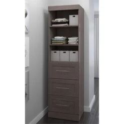 Bestar Pur 25" Storage Unit With 3-Drawer Set In Bark Gray -Cymax Sales 1560829 L