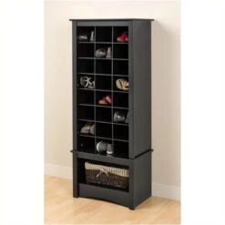 Bowery Hill Tall 24 Cubby Shoe Cabinet In Espresso -Cymax Sales 1570043 1 L