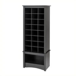 Bowery Hill Tall 24 Cubby Shoe Cabinet In Espresso -Cymax Sales 1570043 L