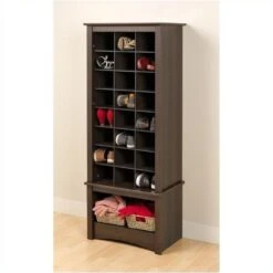 Bowery Hill Tall 24 Cubby Shoe Cabinet In Espresso -Cymax Sales 1570044 2 L
