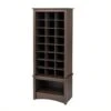 Bowery Hill Tall 24 Cubby Shoe Cabinet In Espresso
