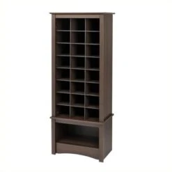 Bowery Hill Tall 24 Cubby Shoe Cabinet In Espresso