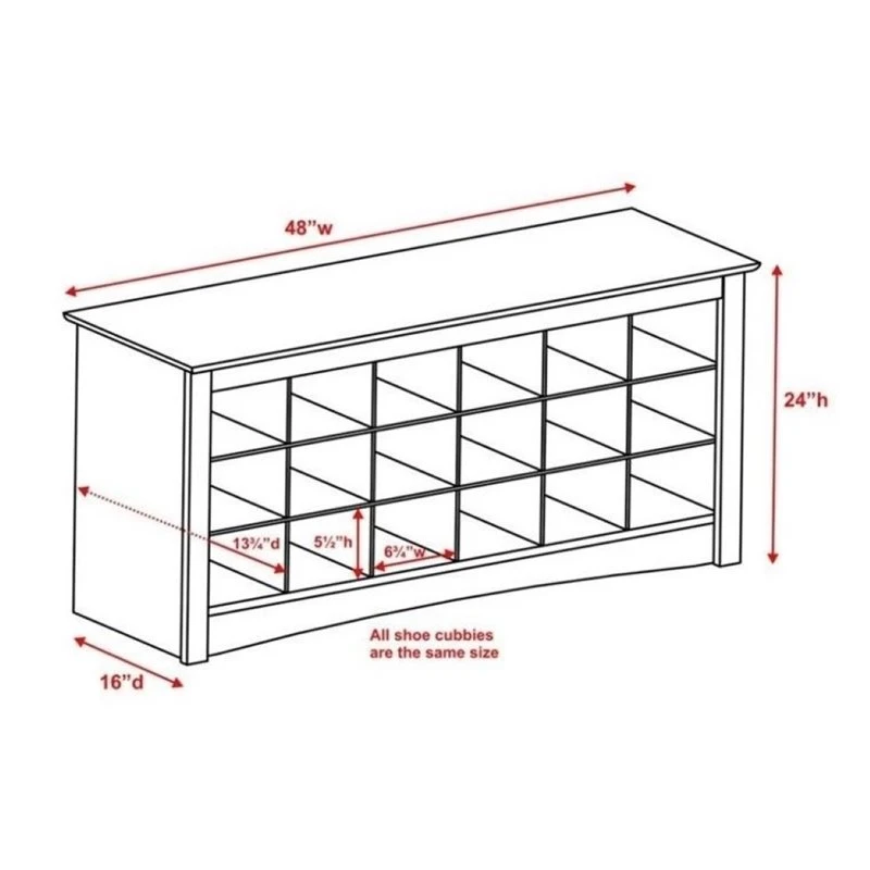 Bowery Hill 18 Cubby Shoe Storage Bench In Espresso 4 Bowery Hill 18 Cubby Shoe Storage Bench In Espresso - Image 4