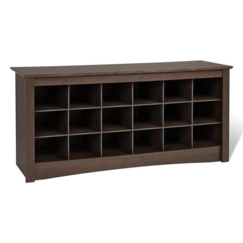 Bowery Hill 18 Cubby Shoe Storage Bench In Espresso 1 Bowery Hill 18 Cubby Shoe Storage Bench In Espresso