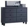 ACME Saveria 6 Drawer Faux Leather Dresser In Gray