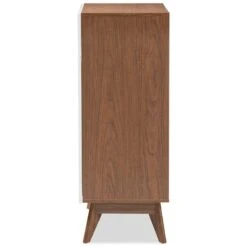 Baxton Studio Calypso Storage Shoe Cabinet In White And Walnut 11 Baxton Studio Calypso Storage Shoe Cabinet In White And Walnut -Cymax Sales 1663430 4 L