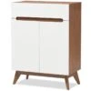 Baxton Studio Calypso Storage Shoe Cabinet In White And Walnut