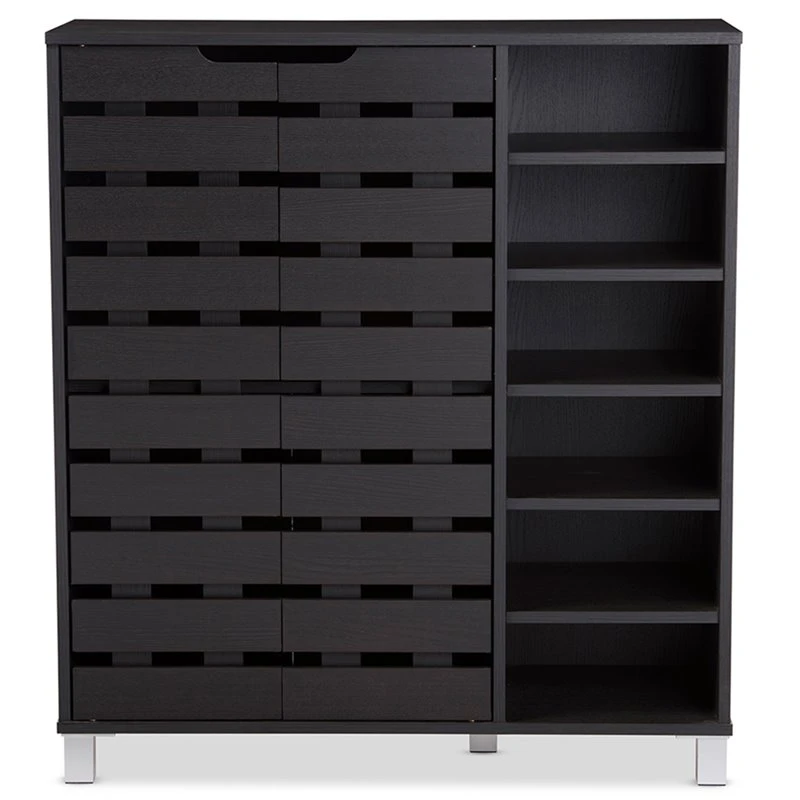 Baxton Studio Shirley 2 Door Shoe Cabinet In Espresso 3 Baxton Studio Shirley 2 Door Shoe Cabinet In Espresso - Image 3