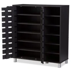 Baxton Studio Shirley 2 Door Shoe Cabinet In Espresso 8 Baxton Studio Shirley 2 Door Shoe Cabinet In Espresso -Cymax Sales 1707240 3 L