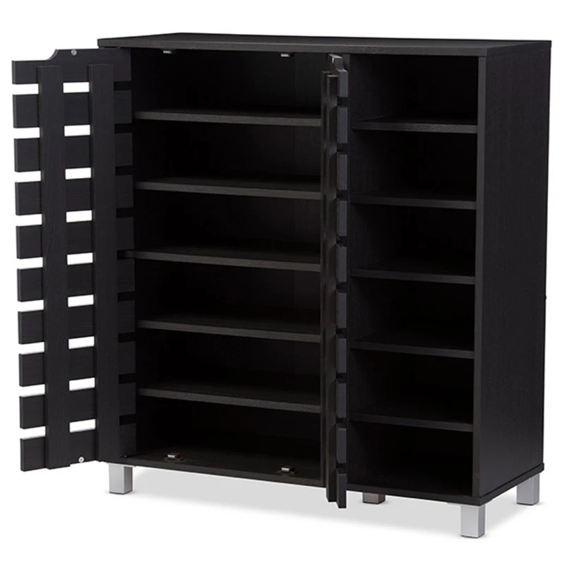 Baxton Studio Shirley 2 Door Shoe Cabinet In Espresso 4 Baxton Studio Shirley 2 Door Shoe Cabinet In Espresso - Image 4