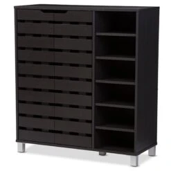 Baxton Studio Shirley 2 Door Shoe Cabinet In Espresso