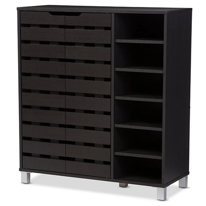 Baxton Studio Shirley 2 Door Shoe Cabinet In Espresso 1 Baxton Studio Shirley 2 Door Shoe Cabinet In Espresso