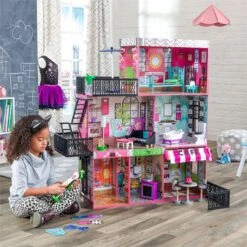 KidKraft Brooklyn's Loft Dollhouse In Pink And Green -Cymax Sales 1768486 9 L