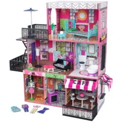 KidKraft Brooklyn's Loft Dollhouse In Pink And Green