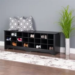 Prepac 60" Shoe Cubby Bench In Drifted Gray -Cymax Sales 1800289 1800290 L