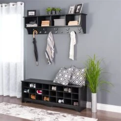 Prepac 60" Shoe Cubby Bench In Drifted Gray -Cymax Sales 1800289 1800291 L