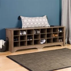 Prepac 60" Shoe Cubby Bench In Drifted Gray -Cymax Sales 1800290 1800291 L