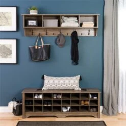 Prepac 60" Shoe Cubby Bench In Drifted Gray -Cymax Sales 1800290 1800293 L