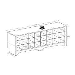 Prepac 60" Shoe Cubby Bench In Drifted Gray -Cymax Sales 1800290 1800296 L