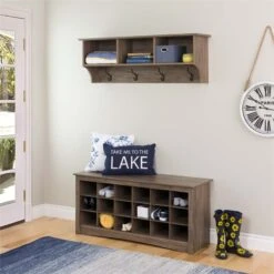 Atlin Designs 18 Cubby Shoe Storage Bench In Drifted Gray -Cymax Sales 1805485 4 L