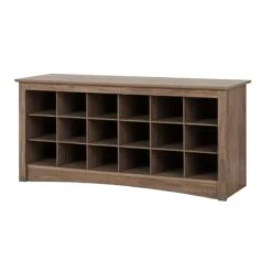 Atlin Designs 18 Cubby Shoe Storage Bench In Drifted Gray