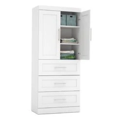 Atlin Designs 3-Drawer Set And Door Wood Storage Unit In White