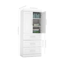 Atlin Designs 3-Drawer Set And Door Wood Storage Unit In White -Cymax Sales 1814735 5 L