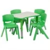 Bowery Hill Plastic Activity Table Set With 4 Stack Chairs In Green