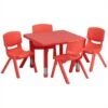 Bowery Hill 5 Piece Square Adjustable Activity Table Set In Red