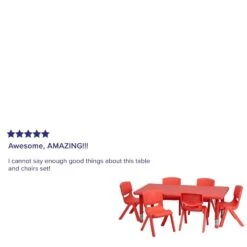 Bowery Hill 7-Piece Rectangular Plastic Activity Table Set In Red -Cymax Sales 1816859 6 L