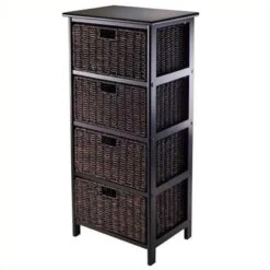 Pemberly Row Storage Rack With 4 Foldable Baskets In Black