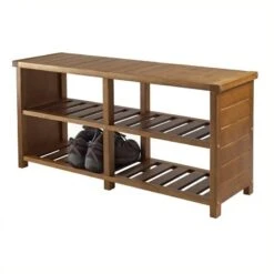 Pemberly Row Shoe Rack Bench In Teak Finish