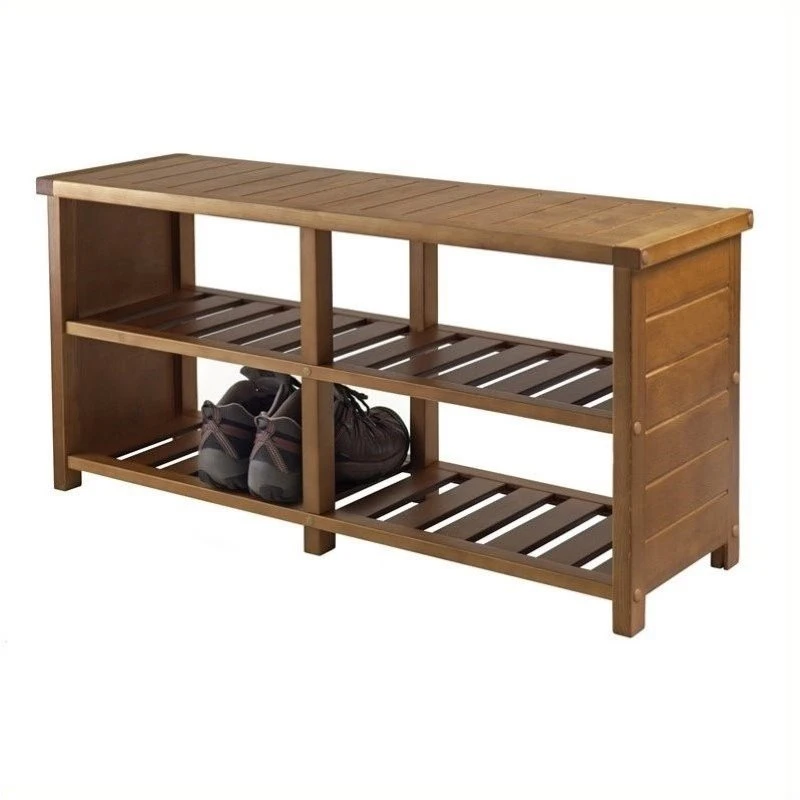 Pemberly Row Shoe Rack Bench In Teak Finish 1 Pemberly Row Shoe Rack Bench In Teak Finish