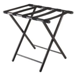 Pemberly Row Luggage Rack With Folding Straight Leg In Black