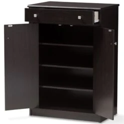 Baxton Studio Dariell Shoe Cabinet In Wenge Brown -Cymax Sales 1864364 2 L