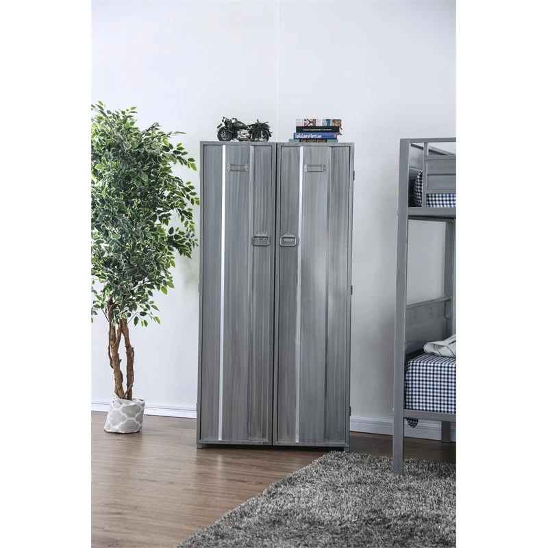 Furniture Of America Pullar II Industrial Metal Locker In Silver 2 Furniture Of America Pullar II Industrial Metal Locker In Silver - Image 2