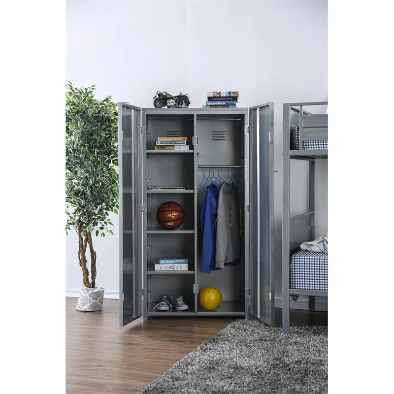 Furniture Of America Pullar II Industrial Metal Locker In Silver 3 Furniture Of America Pullar II Industrial Metal Locker In Silver - Image 3