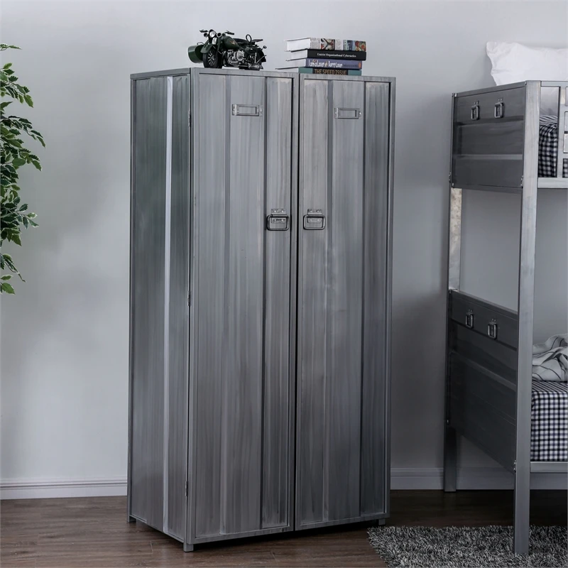 Furniture Of America Pullar II Industrial Metal Locker In Silver 7 Furniture Of America Pullar II Industrial Metal Locker In Silver - Image 7