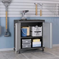 Manhattan Comfort Fortress 3-Piece Metal Mobile Garage Cabinet Set In Gray -Cymax Sales 1902047 2 L