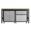 Manhattan Comfort Fortress 3-Piece Metal Mobile Garage Cabinet Set In Gray