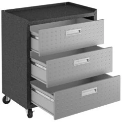 Manhattan Comfort Fortress 3-Piece Wood/Metal Worktable & Garage Cabinet In Gray -Cymax Sales 1902050 13 L