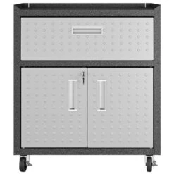 Manhattan Comfort Fortress 3-Piece Wood/Metal Worktable & Garage Cabinet In Gray -Cymax Sales 1902050 16 L