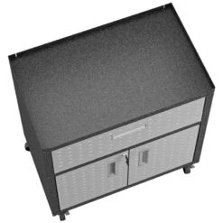 Manhattan Comfort Fortress 3-Piece Wood/Metal Worktable & Garage Cabinet In Gray -Cymax Sales 1902050 18 L