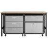 Manhattan Comfort Fortress 3-Piece Wood/Metal Worktable & Garage Cabinet In Gray